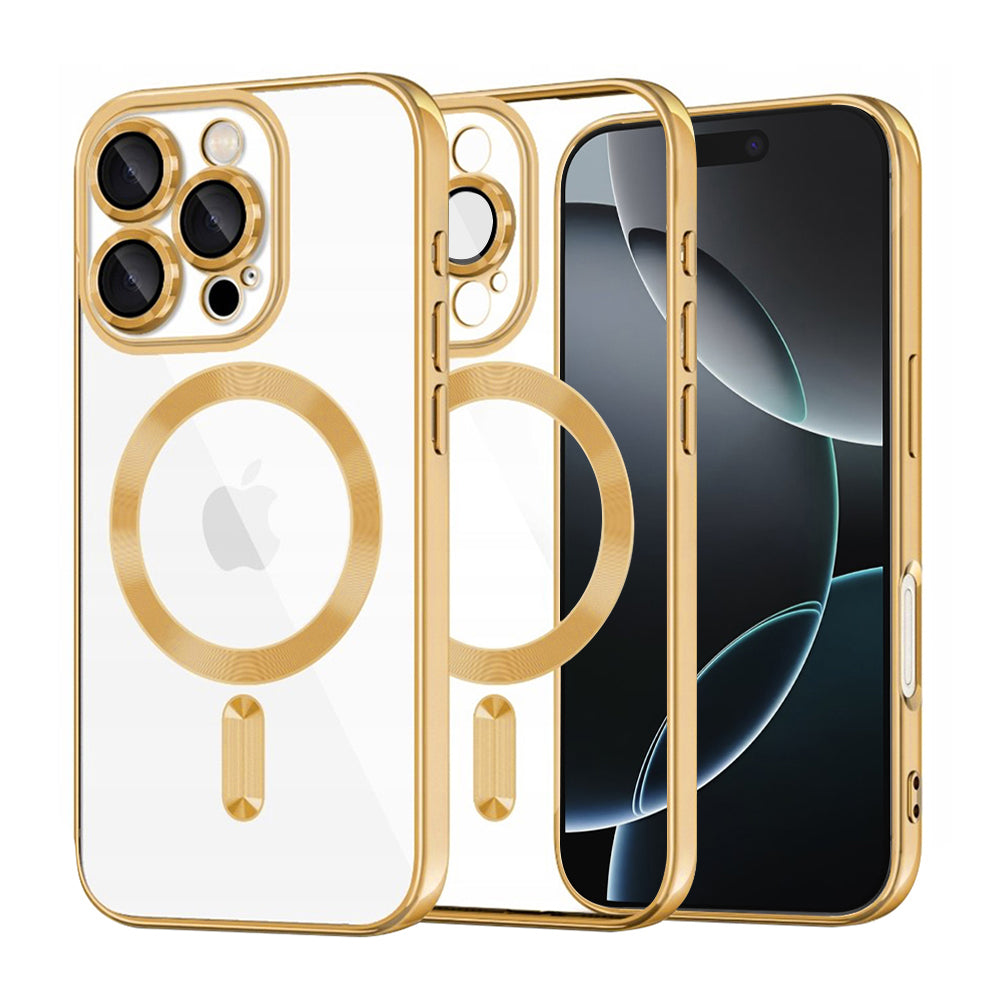 Funda MagSafe para Apple iPhone 16 Pro, Techsuit, Luxury Crystal, Dorada