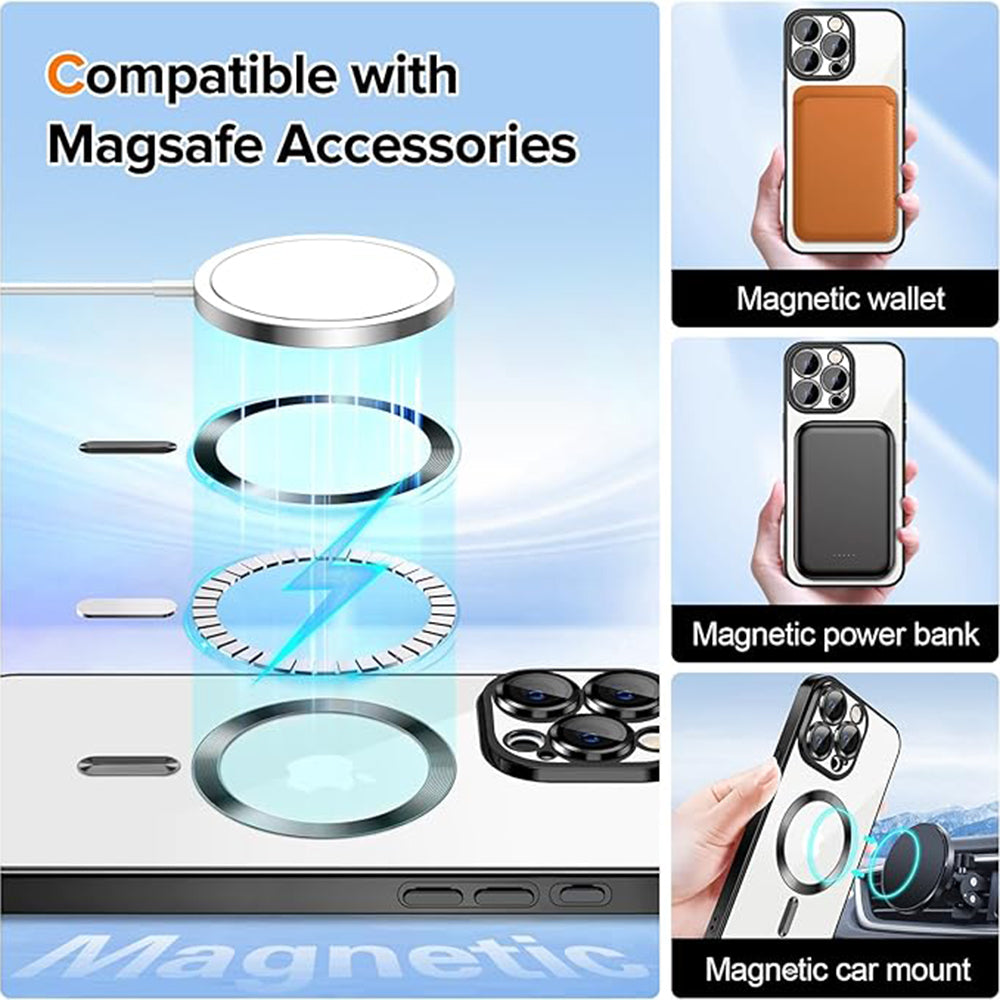Funda MagSafe para Apple iPhone 16 Pro, Techsuit, Luxury Crystal, Dorada