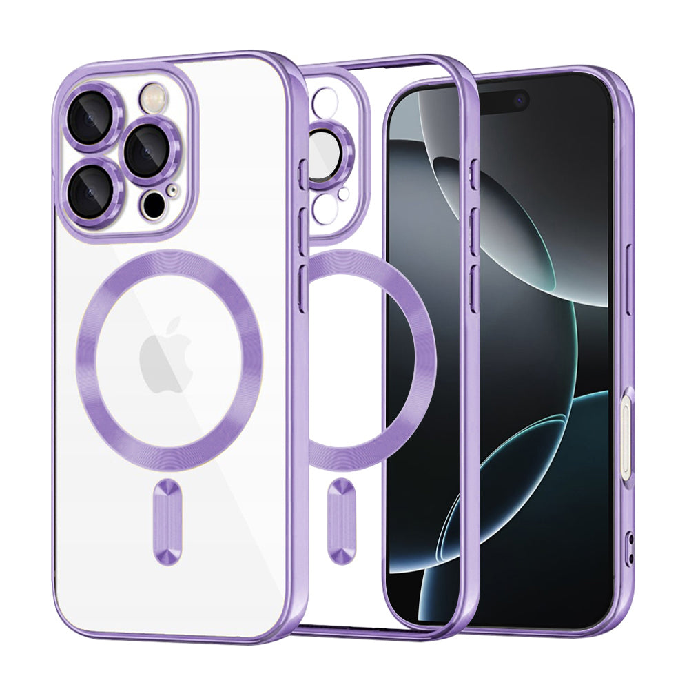 Funda MagSafe para Apple iPhone 16 Pro, Techsuit, Luxury Crystal, Morado Claro