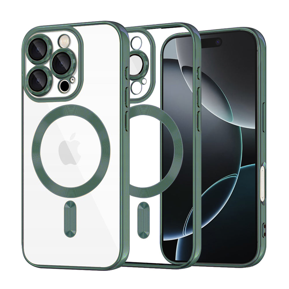 Funda MagSafe para Apple iPhone 16 Pro, Techsuit, Luxury Crystal, Verde Oscuro