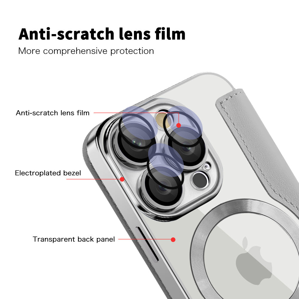Funda MagSafe para Apple iPhone 16 Pro, Techsuit, SmartMag Book, Gris