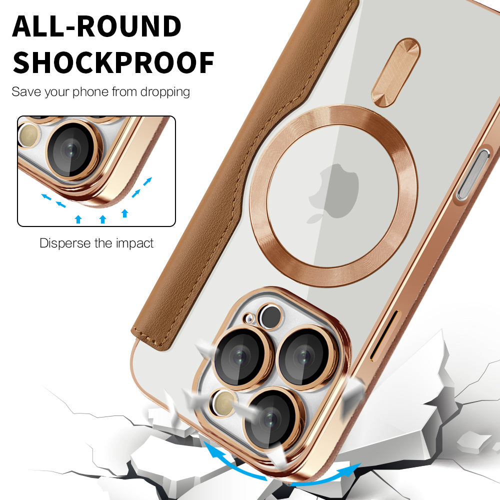 Funda MagSafe para Apple iPhone 16 Pro, Techsuit, SmartMag Book, Marrón