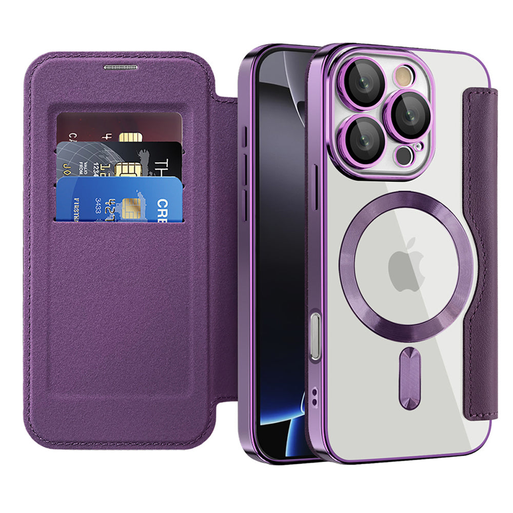 Funda MagSafe para Apple iPhone 16 Pro, Techsuit, SmartMag Book, Morado