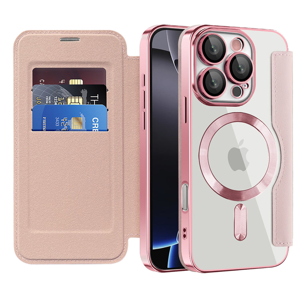 Funda MagSafe para Apple iPhone 16 Pro, Techsuit, SmartMag Book, Rosa