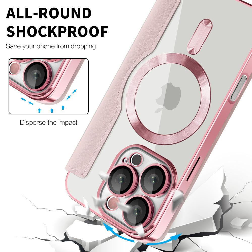 Funda MagSafe para Apple iPhone 16 Pro, Techsuit, SmartMag Book, Rosa