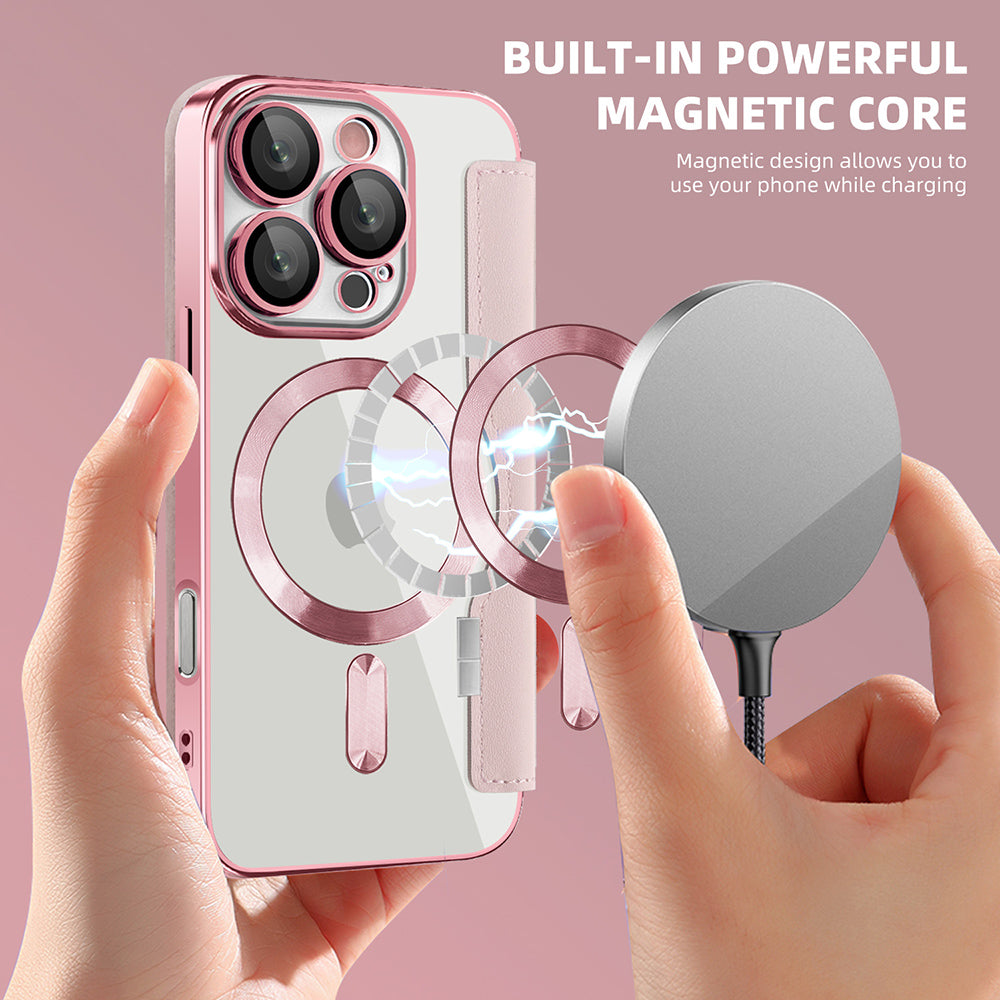Funda MagSafe para Apple iPhone 16 Pro, Techsuit, SmartMag Book, Rosa