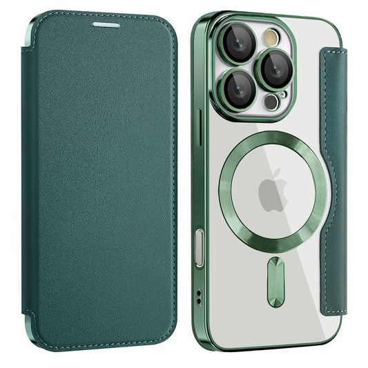Funda MagSafe para Apple iPhone 16 Pro, Techsuit, SmartMag Book, Verde