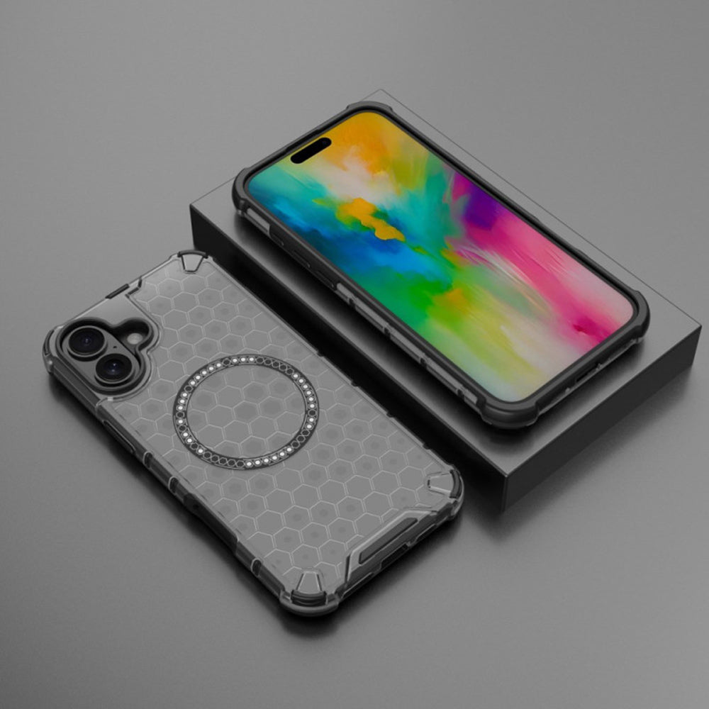 Funda MagSafe para Apple iPhone 16, Techsuit, HoneyComb Shield, Blanca