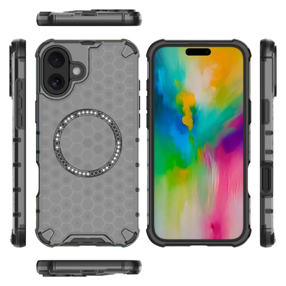 Funda MagSafe para Apple iPhone 16, Techsuit, HoneyComb Shield, Negra
