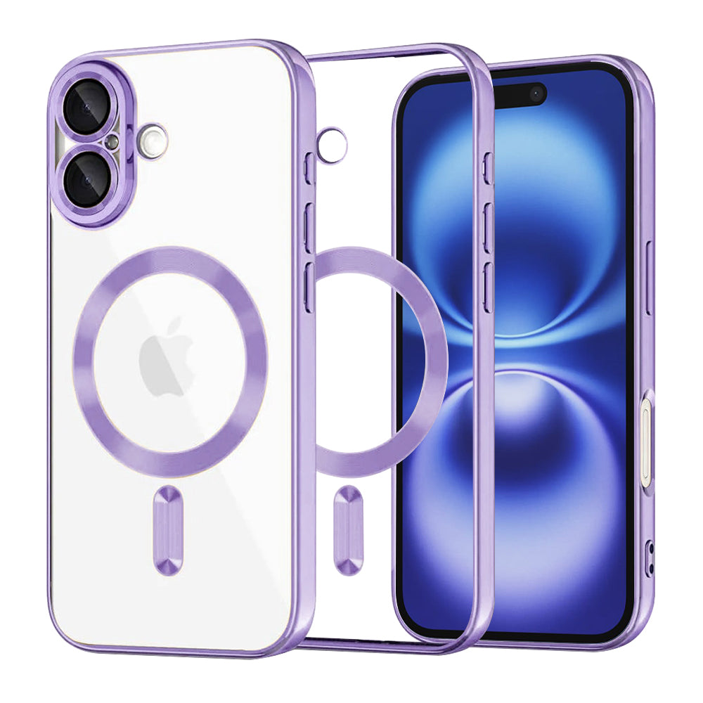 Funda MagSafe para Apple iPhone 16, Techsuit, Luxury Crystal, Morado Claro