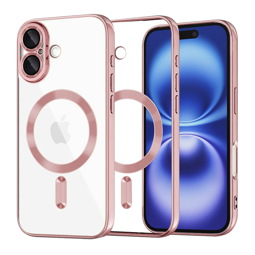 Funda MagSafe para Apple iPhone 16, Techsuit, Luxury Crystal, Rosa