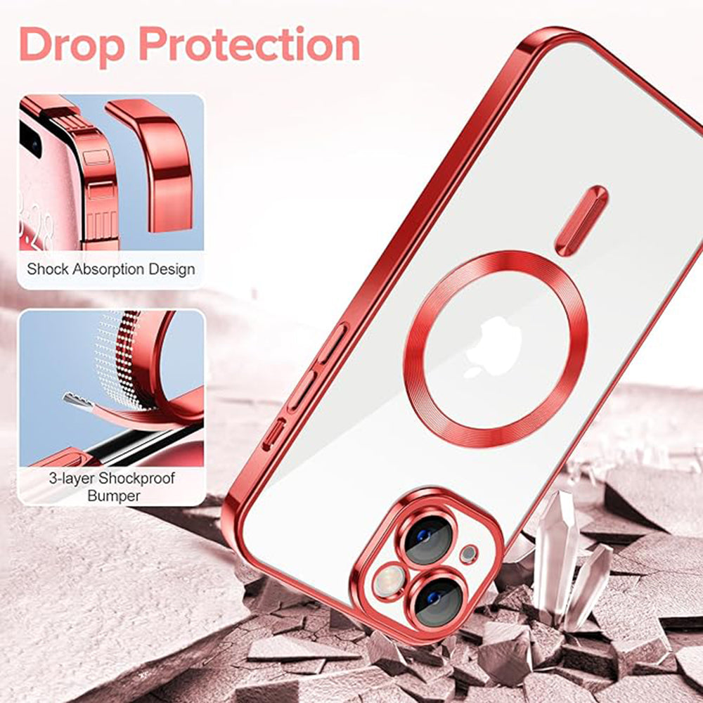 Funda MagSafe para Apple iPhone 16, Techsuit, Luxury Crystal, Rosa