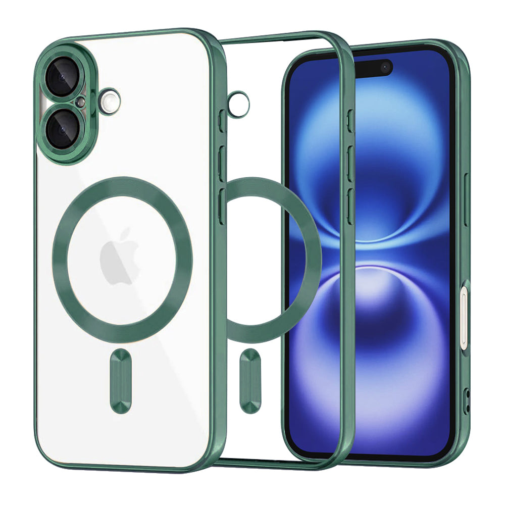 Funda MagSafe para Apple iPhone 16, Techsuit, Luxury Crystal, Verde Oscuro