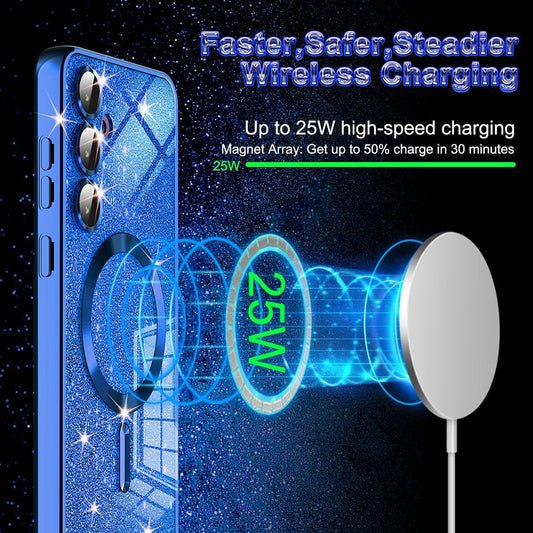 MagSafe Case for Apple iPhone 16, Techsuit, Luxury Glitter, Red