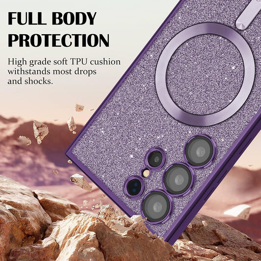 MagSafe Case for Apple iPhone 16, Techsuit, Luxury Glitter, Light Green