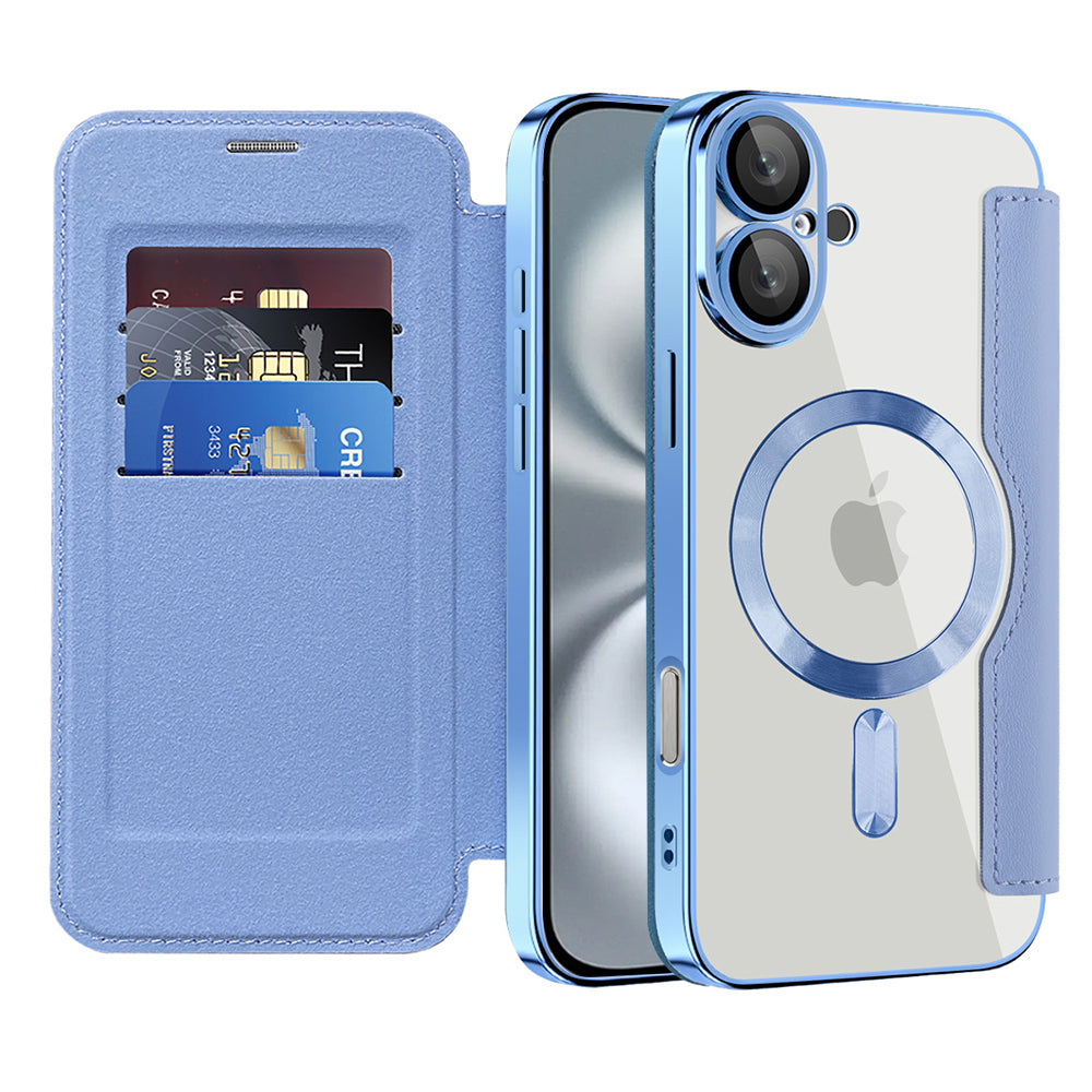 Funda MagSafe para Apple iPhone 16, Techsuit, SmartMag Book, Azul