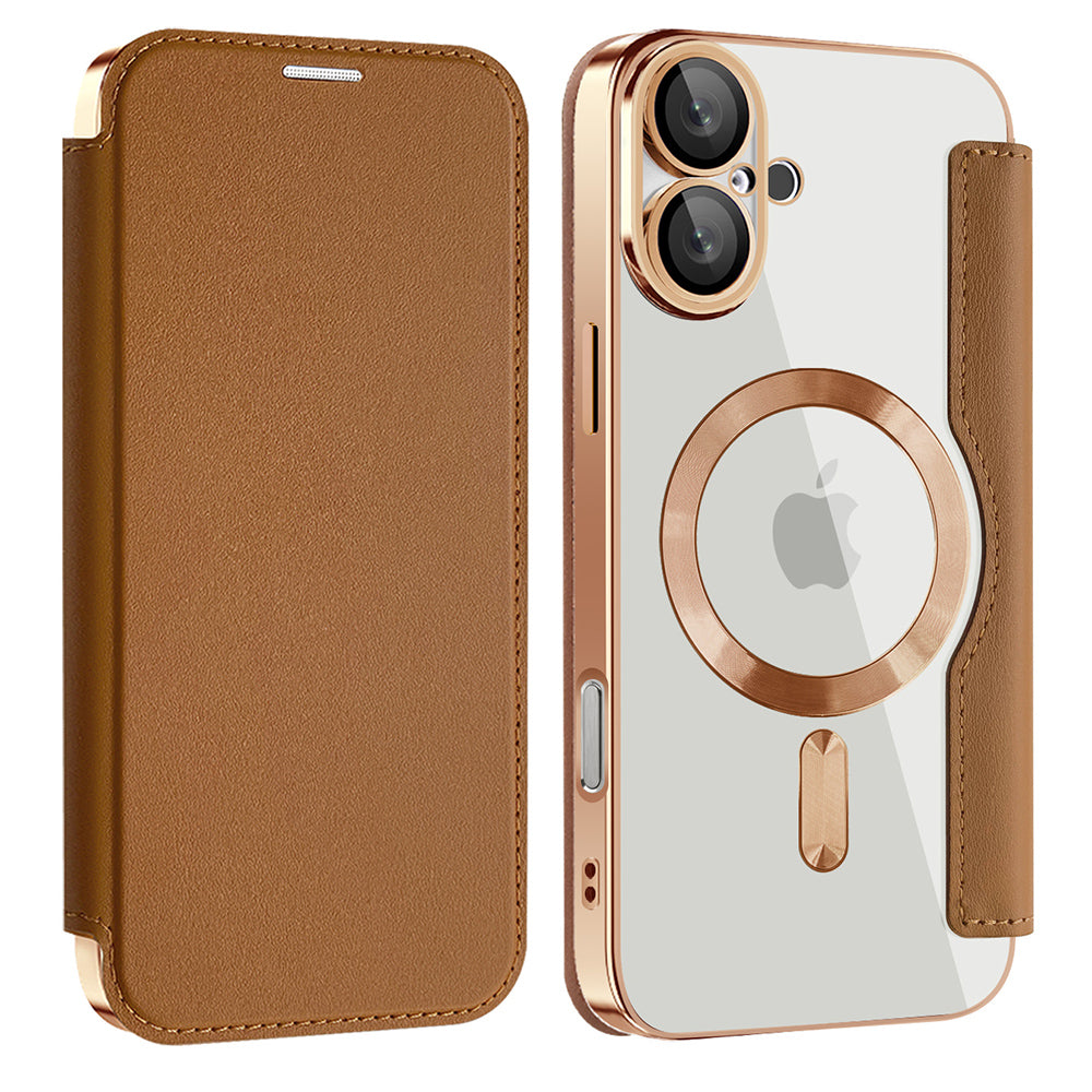 Funda MagSafe para Apple iPhone 16, Techsuit, SmartMag Book, Marrón