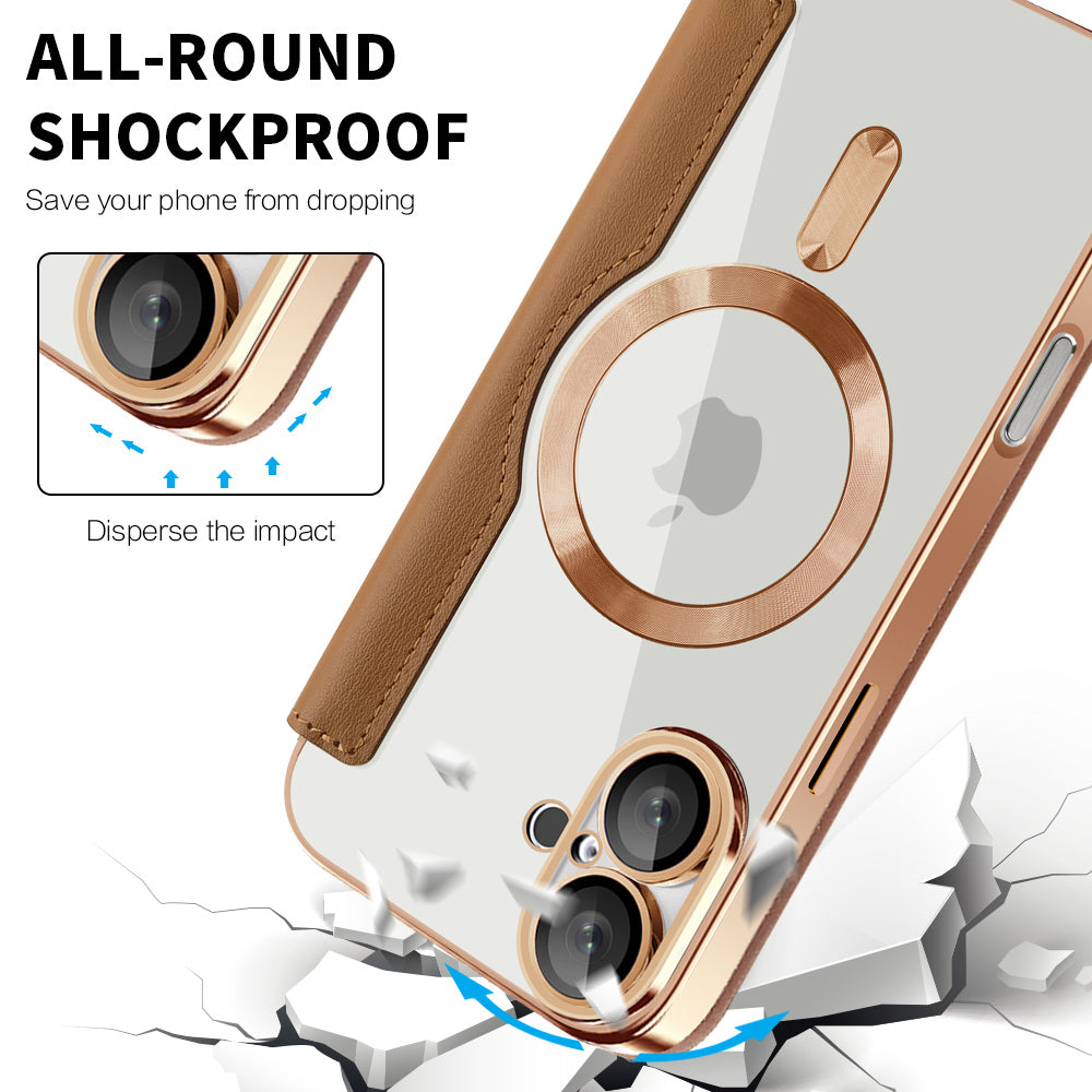 Funda MagSafe para Apple iPhone 16, Techsuit, SmartMag Book, Marrón
