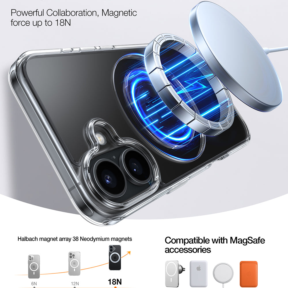 Funda MagSafe para Apple iPhone 16, Torras, Ostand Pro, Transparente