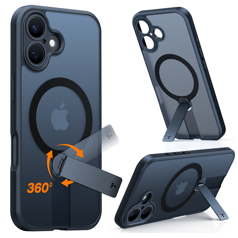 Funda MagSafe para Apple iPhone 16, Torras, Pstand Spin, Negra