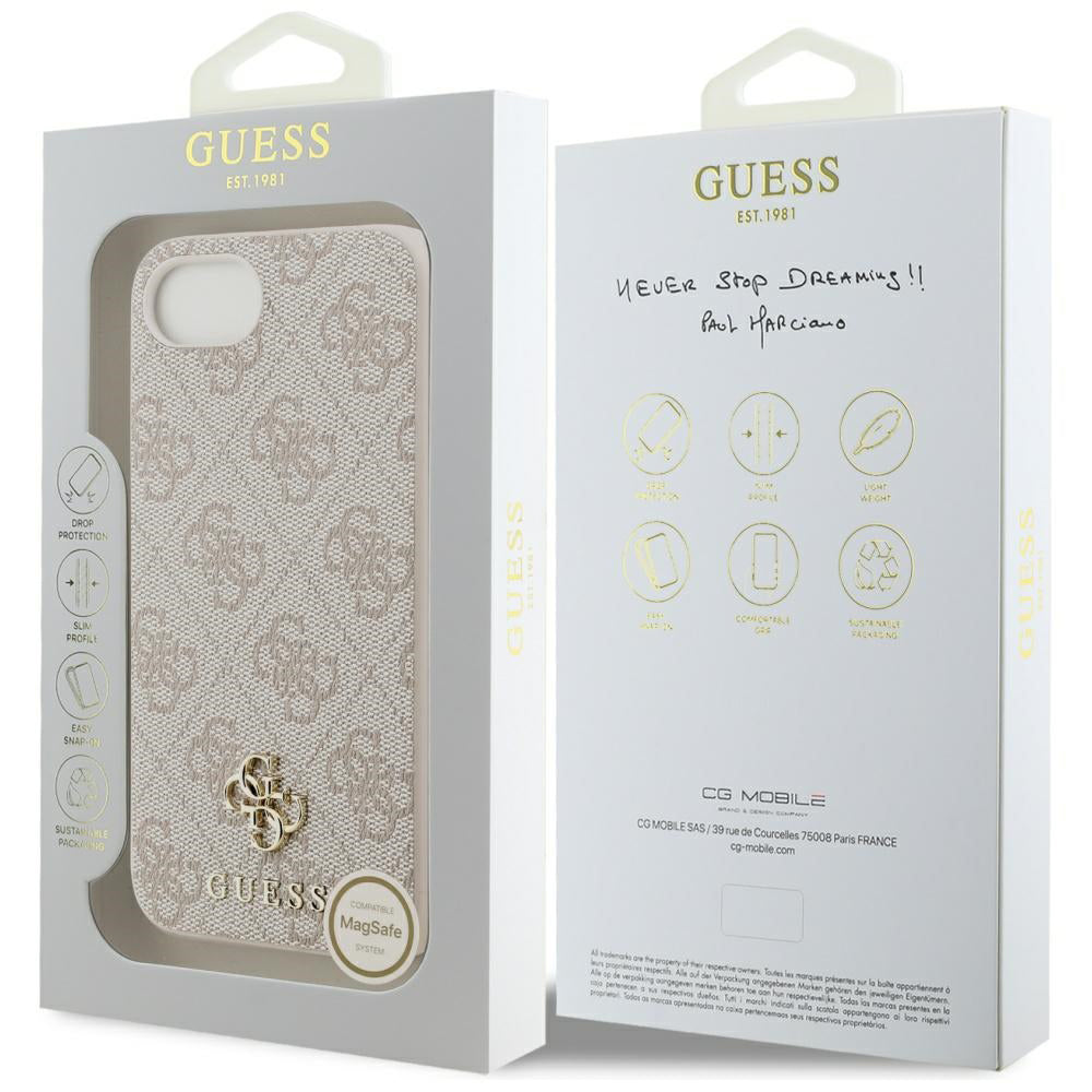 Funda MagSafe para Apple iPhone 17e / 16e, Guess, 4G Classic, Rosa