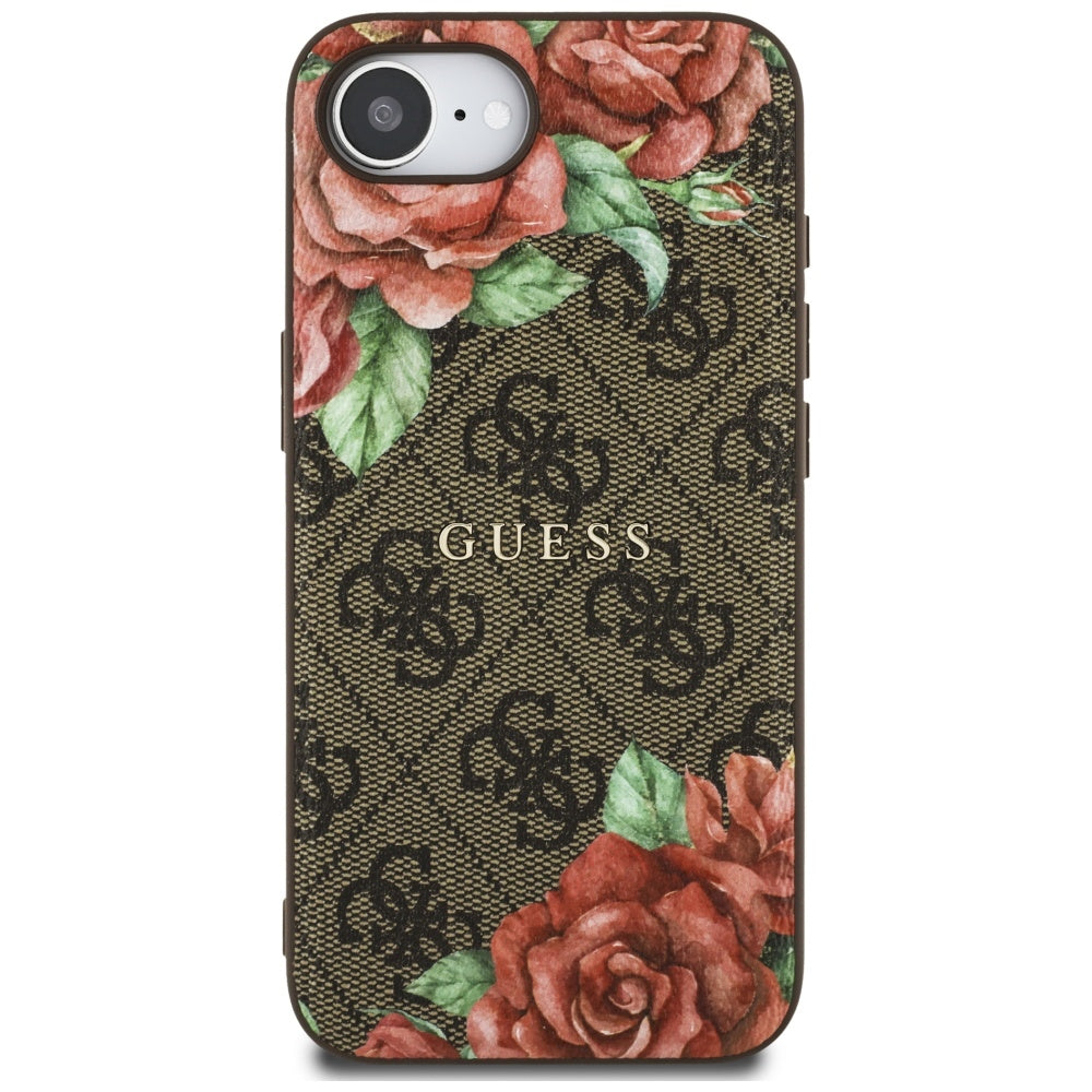 Funda MagSafe para Apple iPhone 17e / 16e, Guess, 4G Flowers Print, Marrón