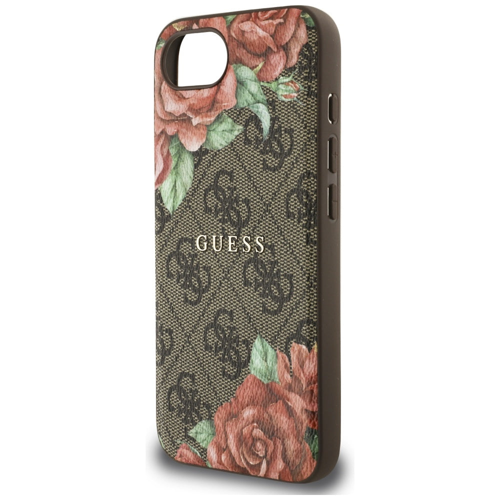 Funda MagSafe para Apple iPhone 17e / 16e, Guess, 4G Flowers Print, Marrón