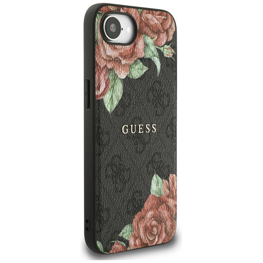 Funda MagSafe para Apple iPhone 16e, Guess, 4G Flowers Print, Negra