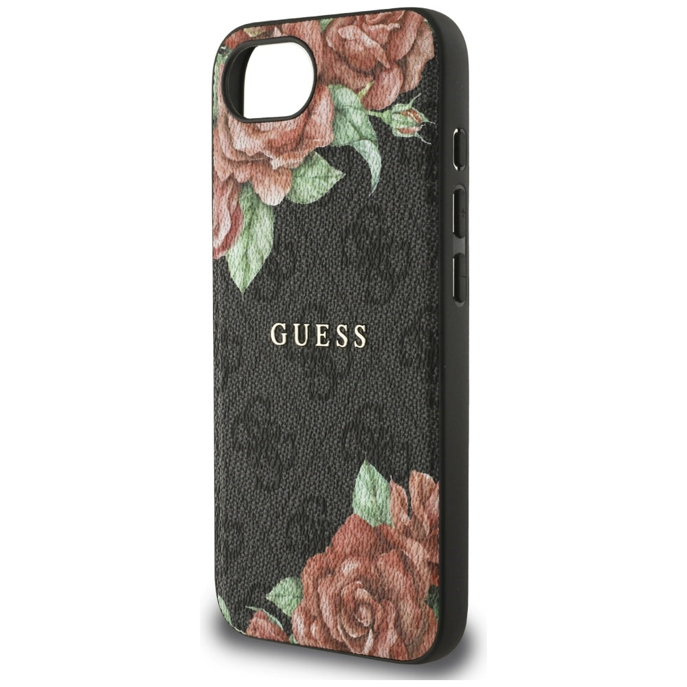 Funda MagSafe para Apple iPhone 17e / 16e, Guess, 4G Flowers Print, Negra