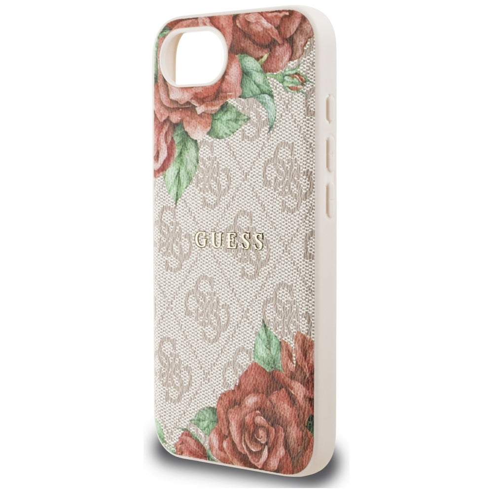 Funda MagSafe para Apple iPhone 17e / 16e, Guess, Estampado de Flores 4G, Rosa
