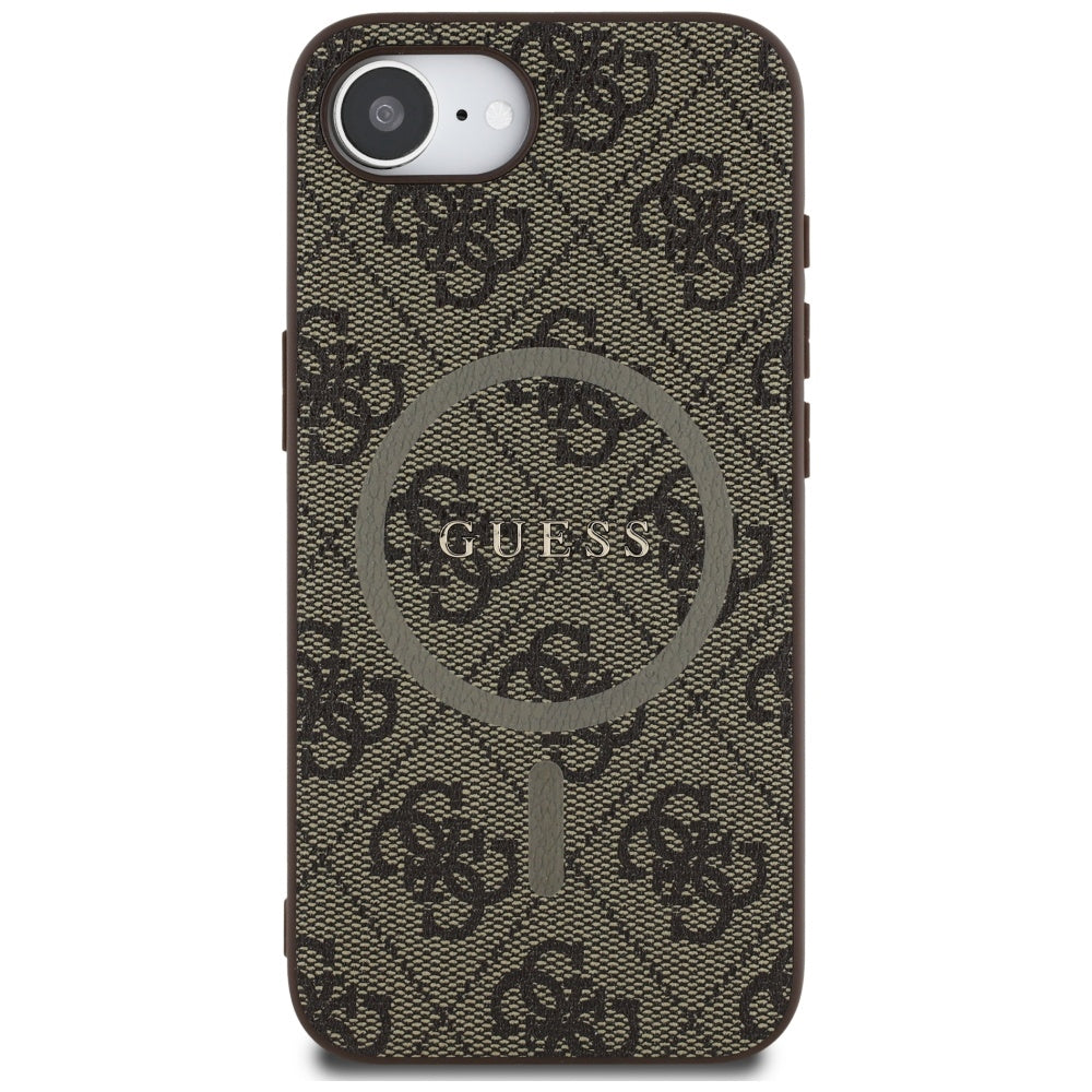 Funda MagSafe para Apple iPhone 17e / 16e, Guess, 4G Ring Classic Logo, Marrón
