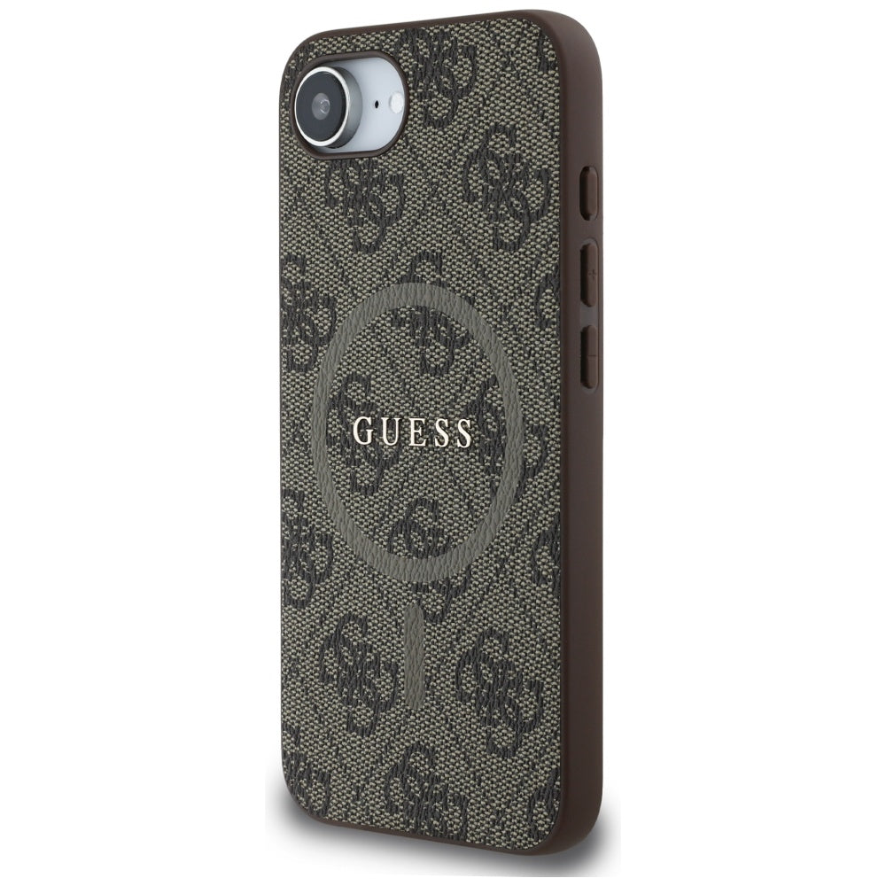 Funda MagSafe para Apple iPhone 17e / 16e, Guess, 4G Ring Classic Logo, Marrón