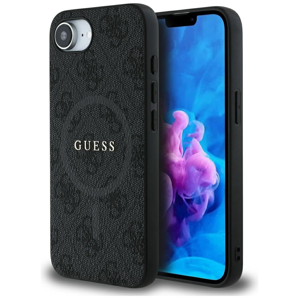 Funda MagSafe para Apple iPhone 17e / 16e, Guess, 4G Ring Classic Logo, Negra