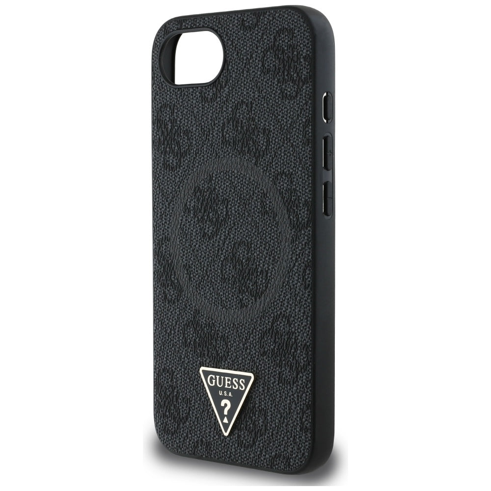 Funda MagSafe para Apple iPhone 17e / 16e, Guess, Logo Triángulo Anillo 4G, Negra