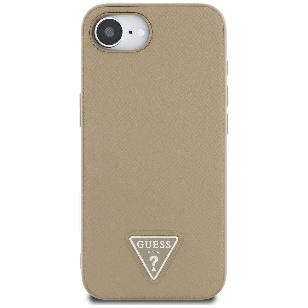 Funda MagSafe para Apple iPhone 17e / 16e, Guess, Logo Triángulo Granulado, Marrón