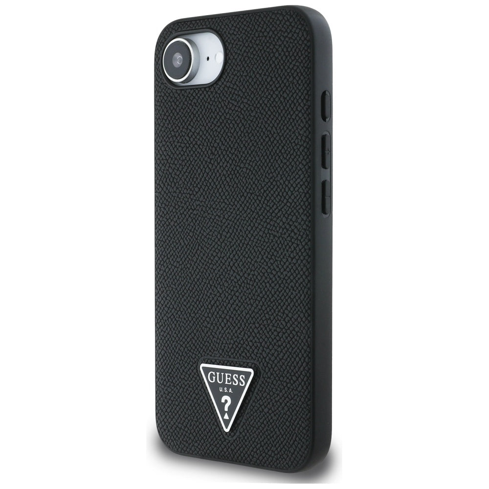 Funda MagSafe para Apple iPhone 17e / 16e, Guess, Logo Triángulo Granulado, Negra