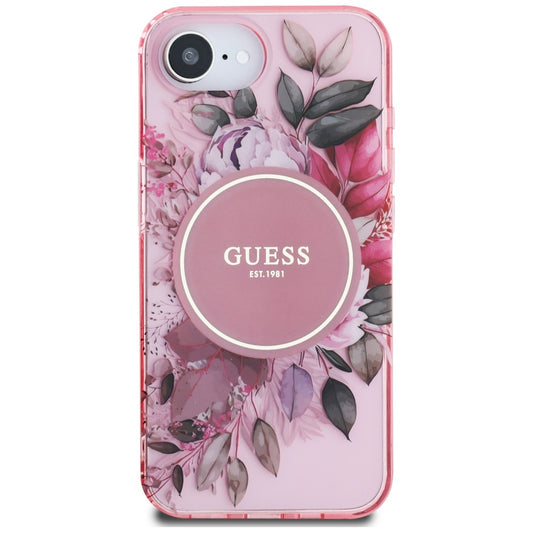 Funda MagSafe para Apple iPhone 16e, Guess, IML Flowers, Rosa