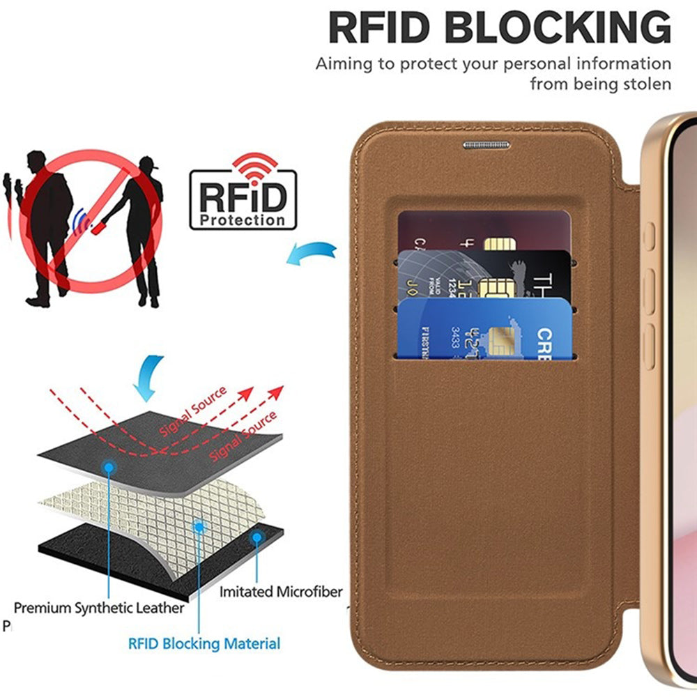Funda MagSafe para Apple iPhone 17e / 16e, Techsuit, SmartMag Book, Marrón