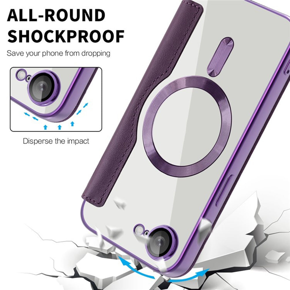 Funda MagSafe para Apple iPhone 17e / 16e, Techsuit, SmartMag Book, Morado