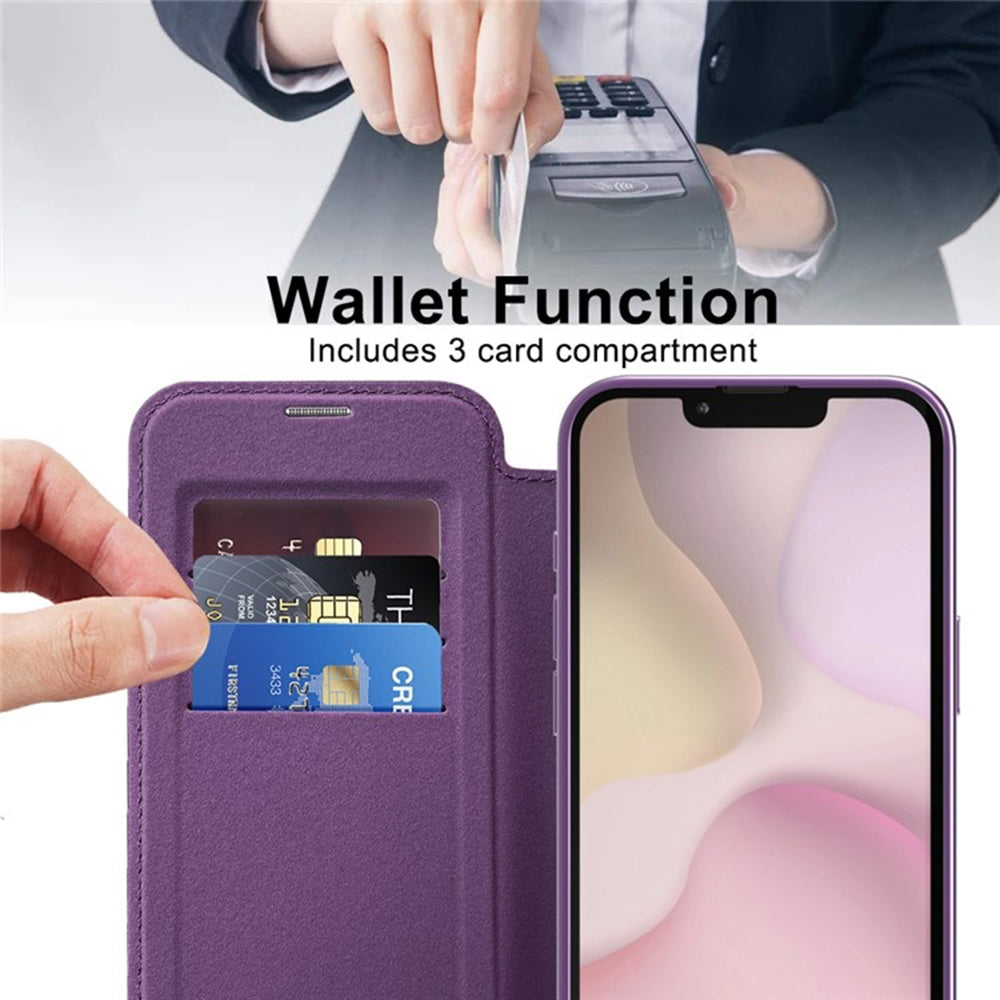 Funda MagSafe para Apple iPhone 17e / 16e, Techsuit, SmartMag Book, Morado