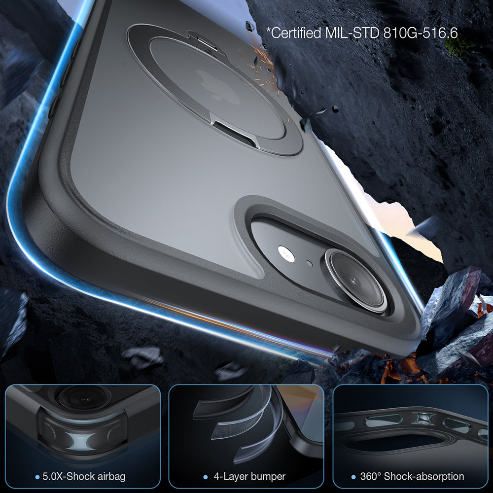 Funda MagSafe para Apple iPhone 17e / 16e, Torras, Ostand Spin, Negra