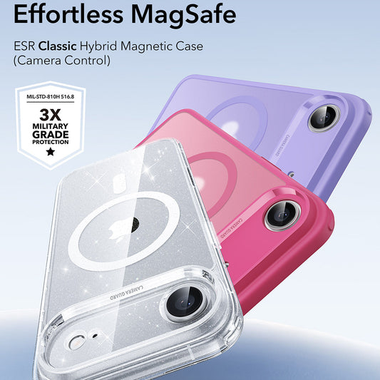 Funda MagSafe para Apple iPhone 17 Air, ESR, Classic Hybrid Shimmer, Transparente