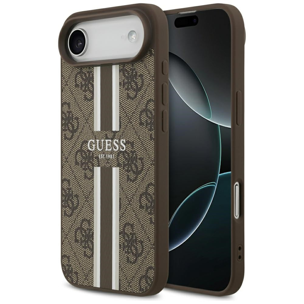 MagSafe Case for Apple iPhone 17 Air, Guess, 4G Printed Stripes, Brown