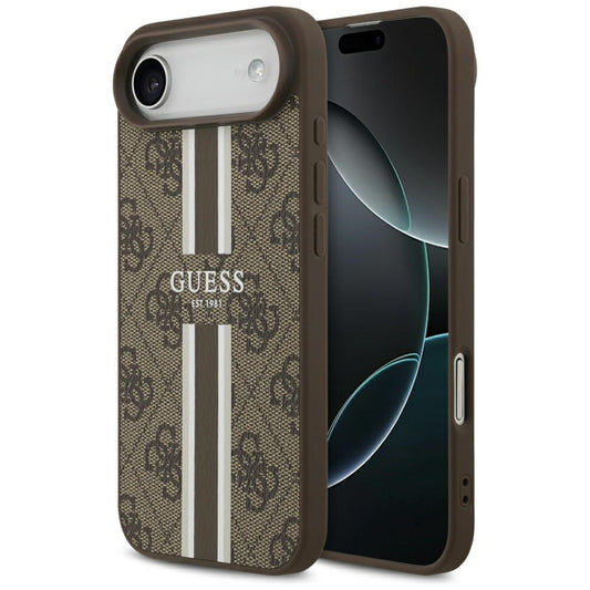 Funda MagSafe para Apple iPhone 17 Air, Guess, 4G Printed Stripes, Marrón