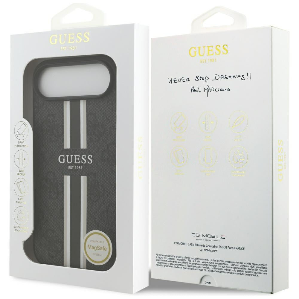 Funda MagSafe para Apple iPhone 17 Air, Guess, 4G Printed Stripes, Negra