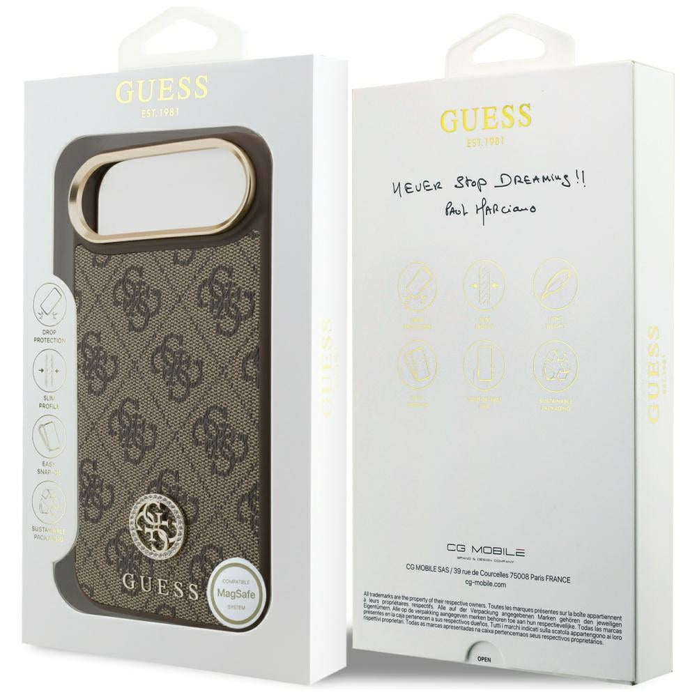 Funda MagSafe para Apple iPhone 17 Air, Guess, 4G Strass Logo, Marrón