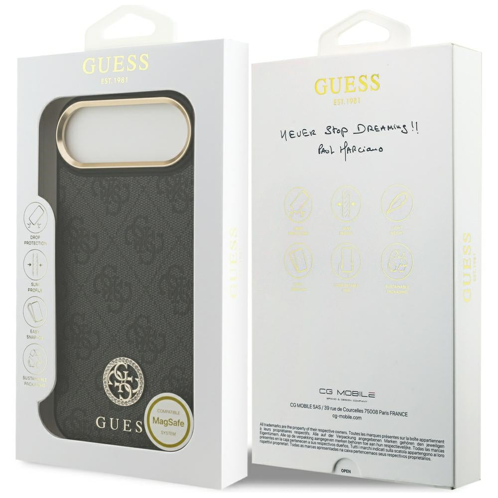 Funda MagSafe para Apple iPhone 17 Air, Guess, 4G Strass Logo, Negra
