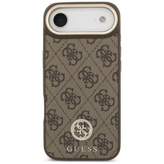 Funda MagSafe para Apple iPhone 17 Air, Guess, 4G Strass Logo con Correa Grande, Marrón