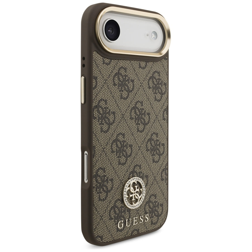 Funda MagSafe para Apple iPhone 17 Air, Guess, 4G Strass Logo con Correa Grande, Marrón