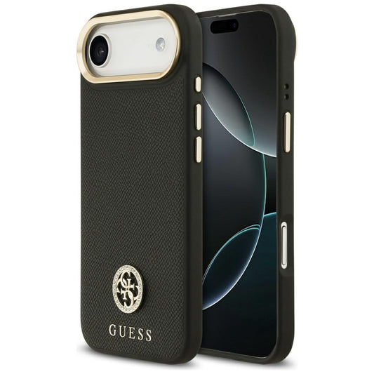 Funda MagSafe para Apple iPhone 17 Air, Guess, Grained Strass Logo, Negra